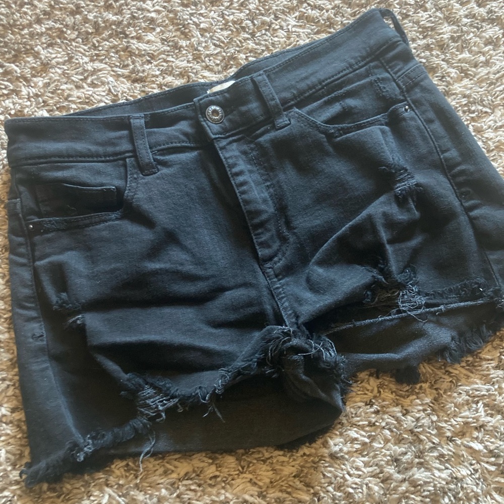 Black high rise summer shorts